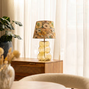 Moss Table Lamp | Green Glass & Printed Fabric Shade Decorative Lamp