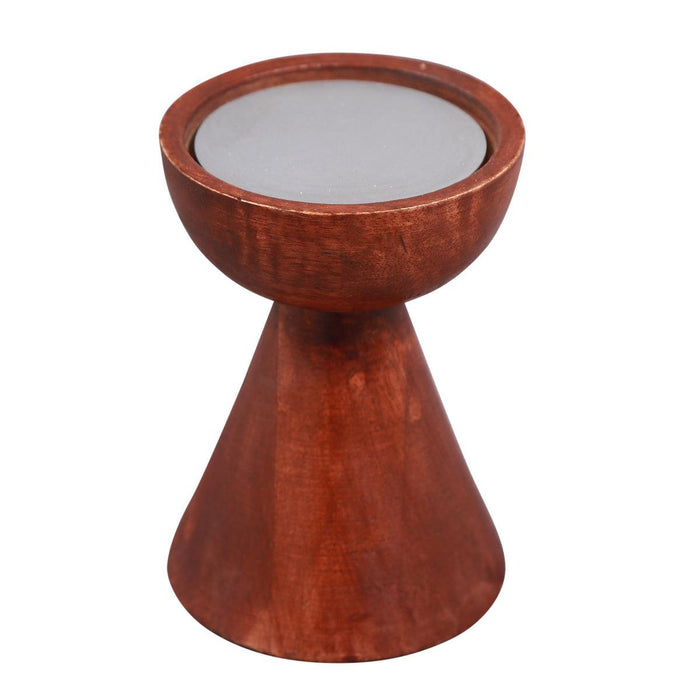 Aachman Wood Conical Candle Holder Long