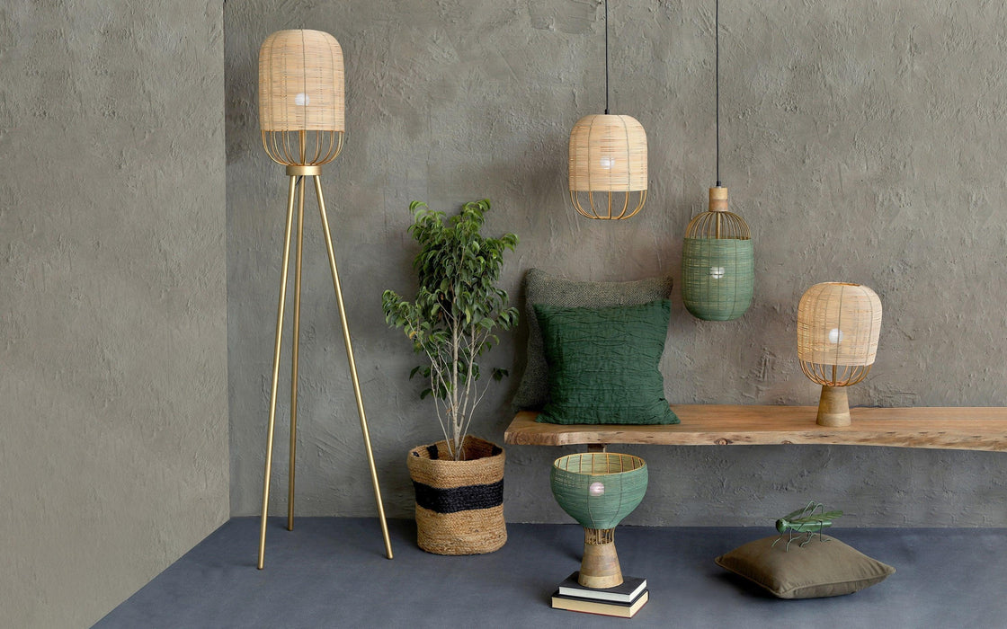 Henka Green Hanging Lamp Tall | Green Pendant Ceiling Lights