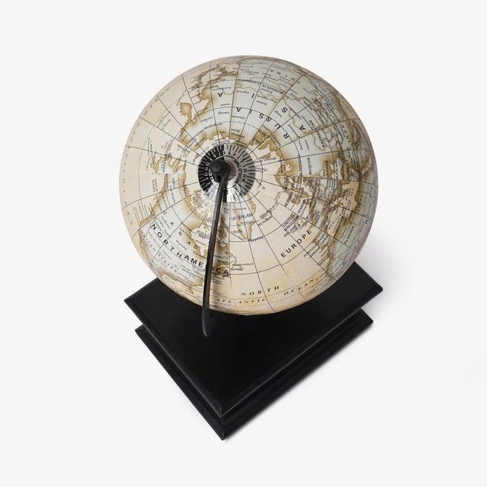 Pastel Yellow Wooden World Globe With Storage Drawer For Home & Office