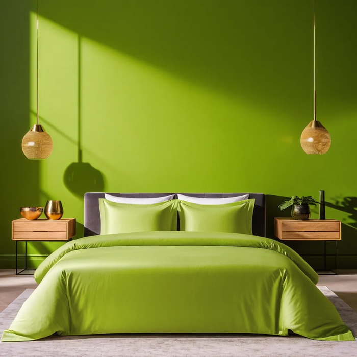 Wild Lime Cotton Bedding Set With Pillow Covers | King Size