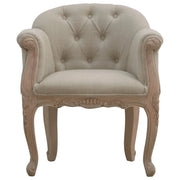 French Style Accent Chair | Solid Mango Wood Upholstered Chair | Designer Arm Chair