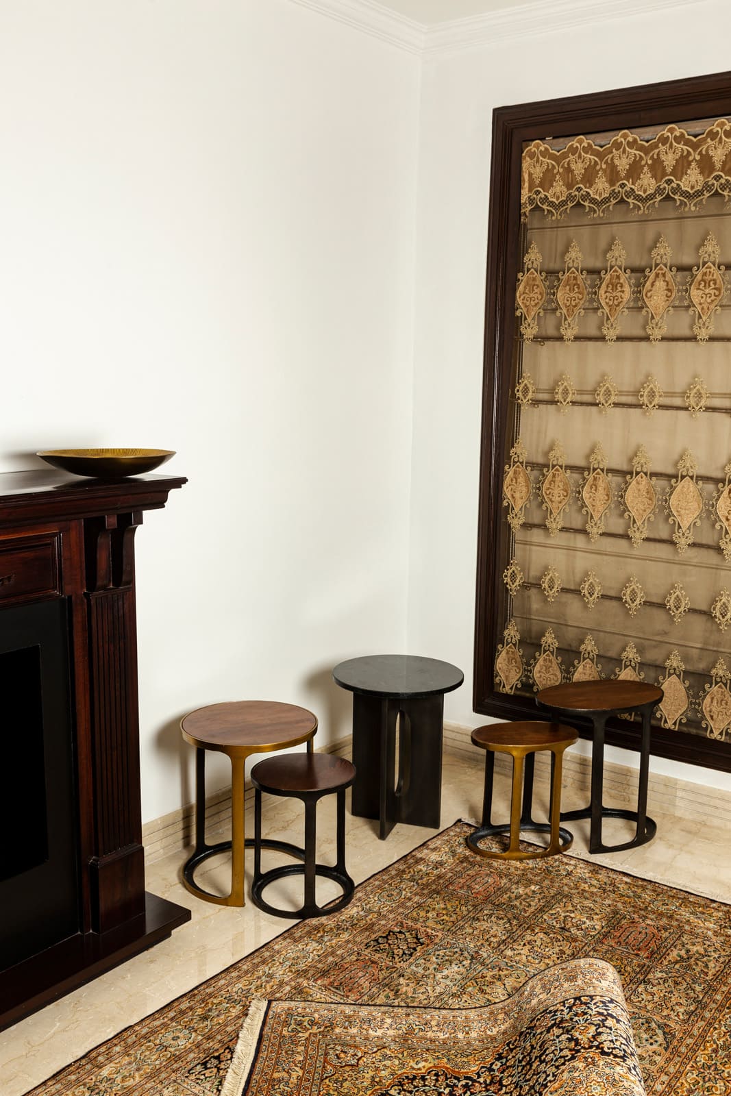 Lady Marc Nesting Tables Set of 2 | Mango Wood & Marble Side Tables for Living Room