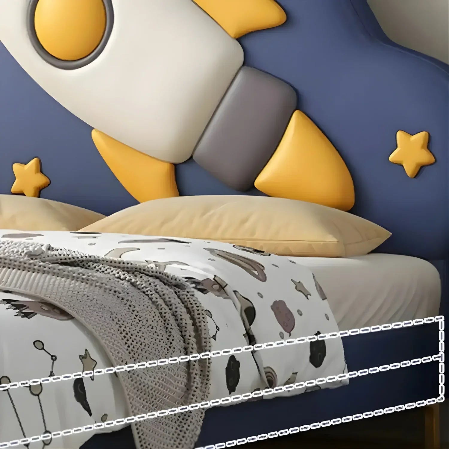 Modern Elegant Rocket Design Queen Size Bed for Children