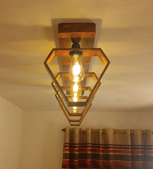 Hexad Brown Wooden 4 Series Ceiling Light