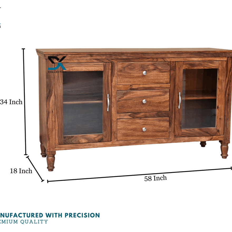 Monarch Solid Sheesham Wood Kitchen Crockery Cabinet