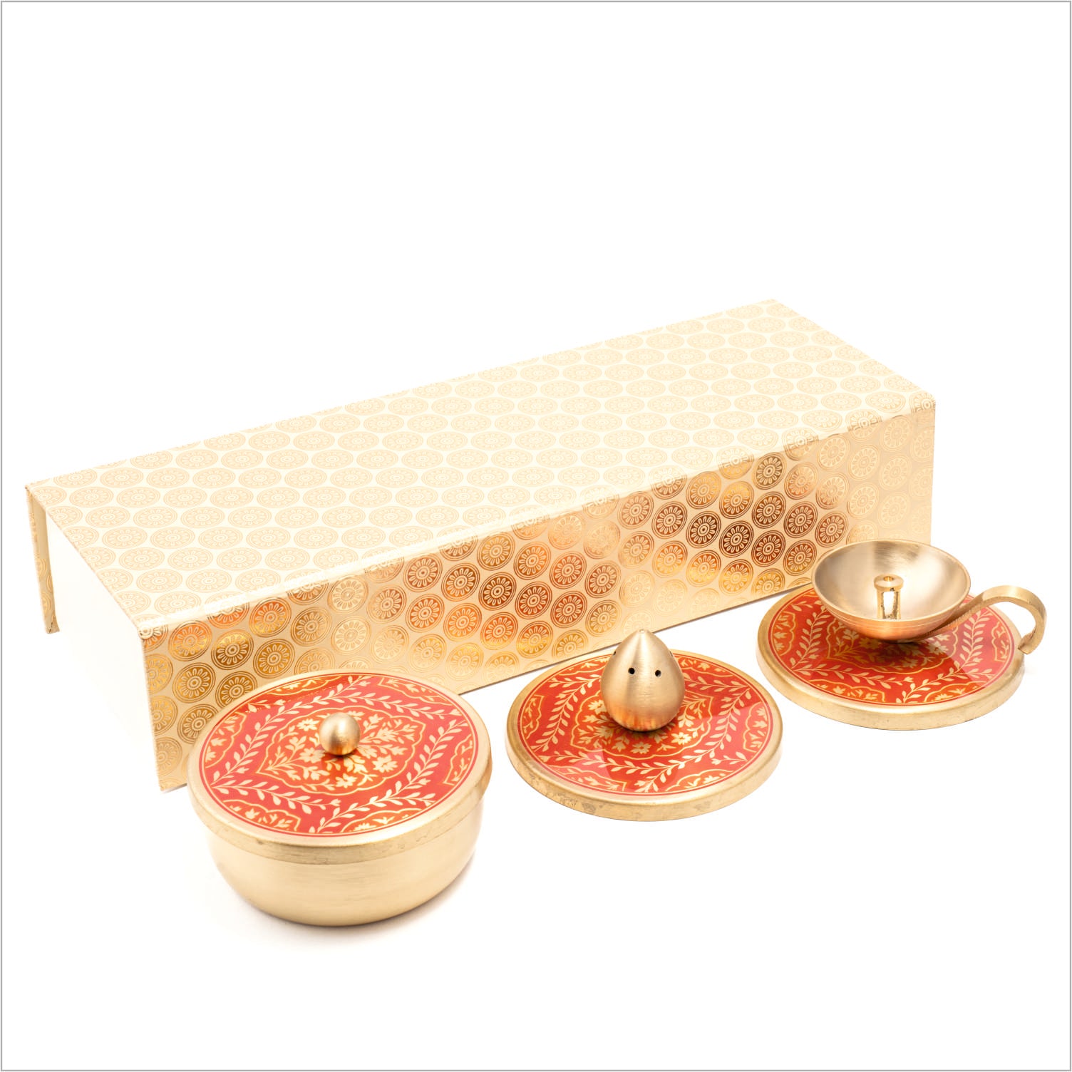 Gift Box: Omkar Diya+Incense Holder