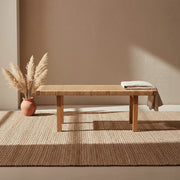 Rattan Bench Seat | Handwoven Natural Bench for Entryway, Dining & Living Room