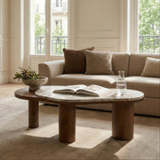 Aura Marble Coffee Table | Toronto Marble & Acacia Wood Center Table for Living Room