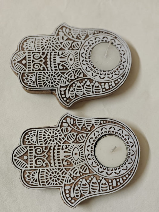 Hamsa hand tea light holder Set of 2