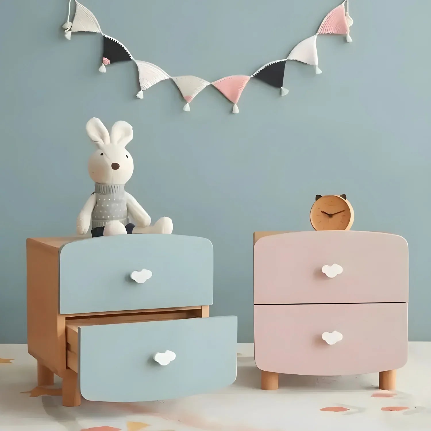 Decorative Charm Bedside Table with 2 Drawers Kids Furniture (Set OF 2)