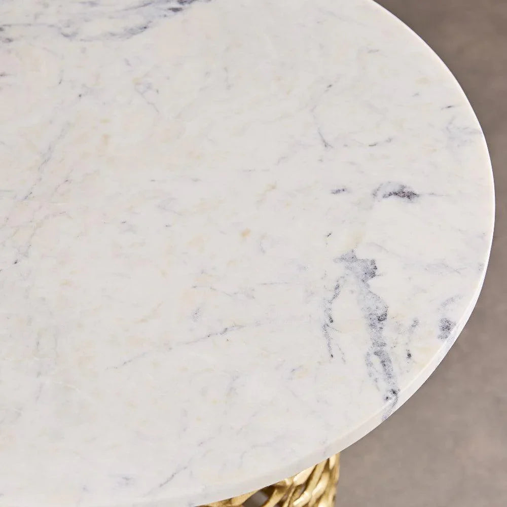 Dolce Marble Side Table | Designer Round End Table For Living Room |  Luxurious Teapoy Table