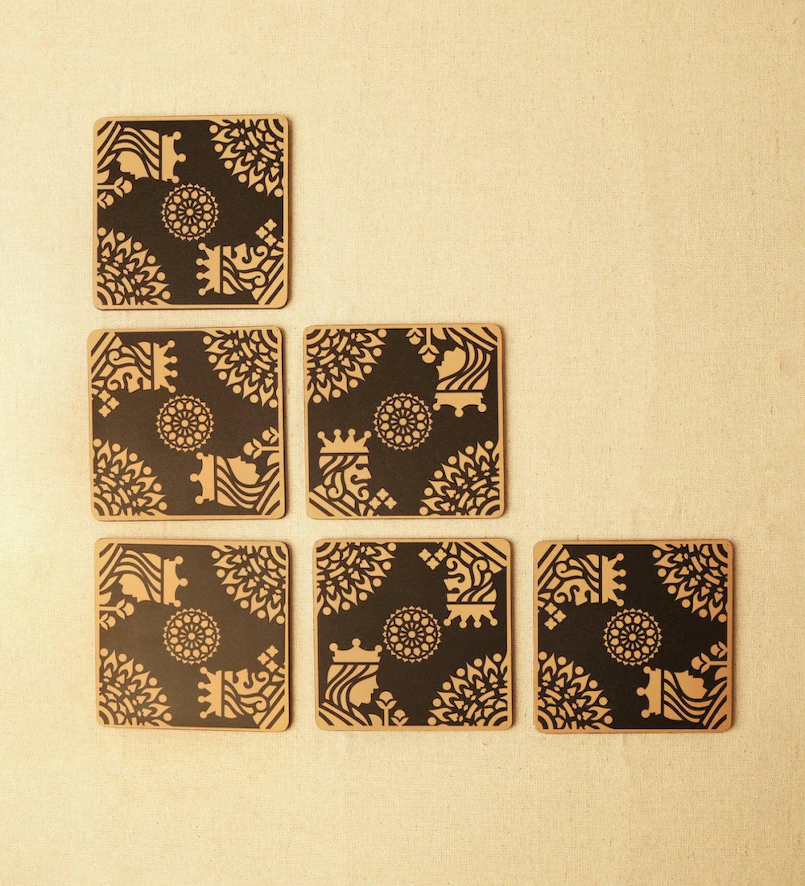 Gold King Queen Coaster (Set of 6)