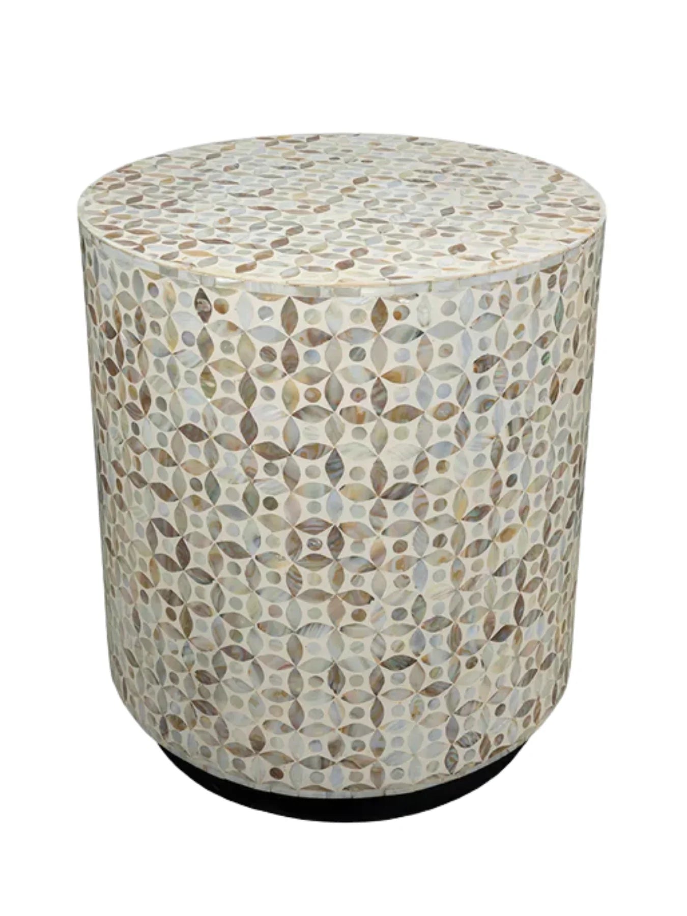 Mother of Pearl Inlay Drum Side Table- Nemo