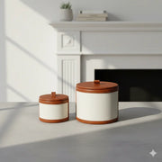 Leather Candle Holder Combo | Beige, Brown