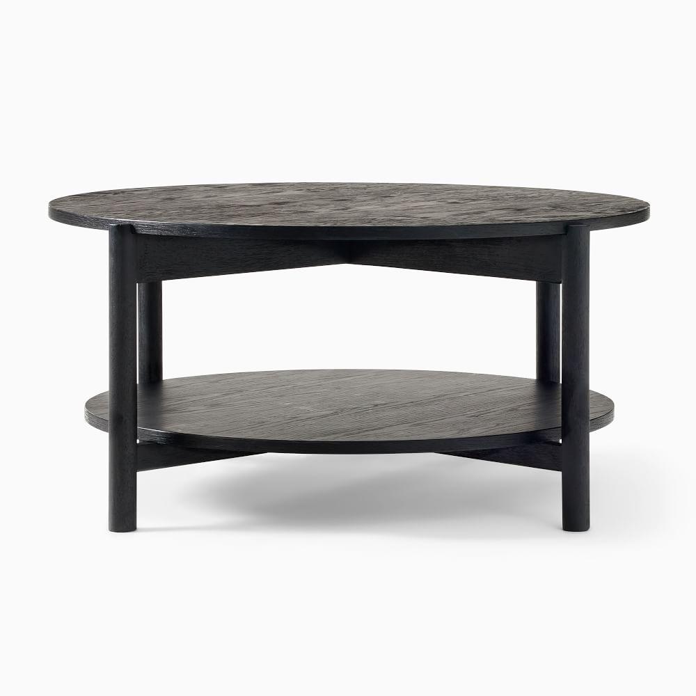Bella Round Coffee Table for Living Room | Mango Wood Black Center Table