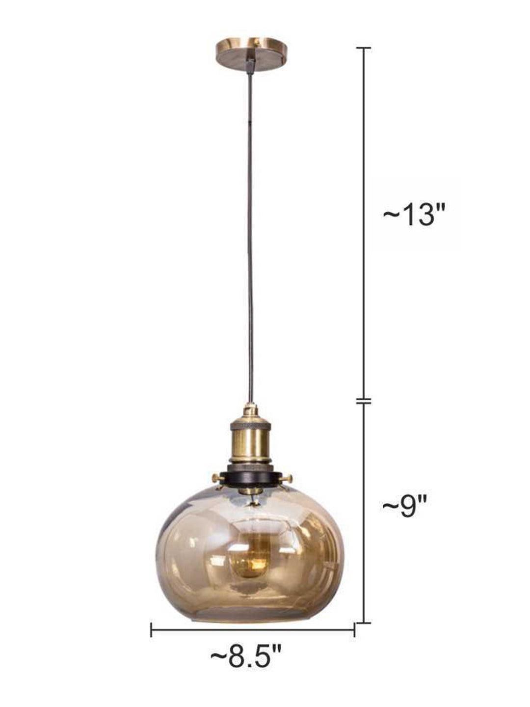 Contemporary Lustrous Glass Bowl Pendant Hanging Light Lamp For For Indoor & Outdoor Decor