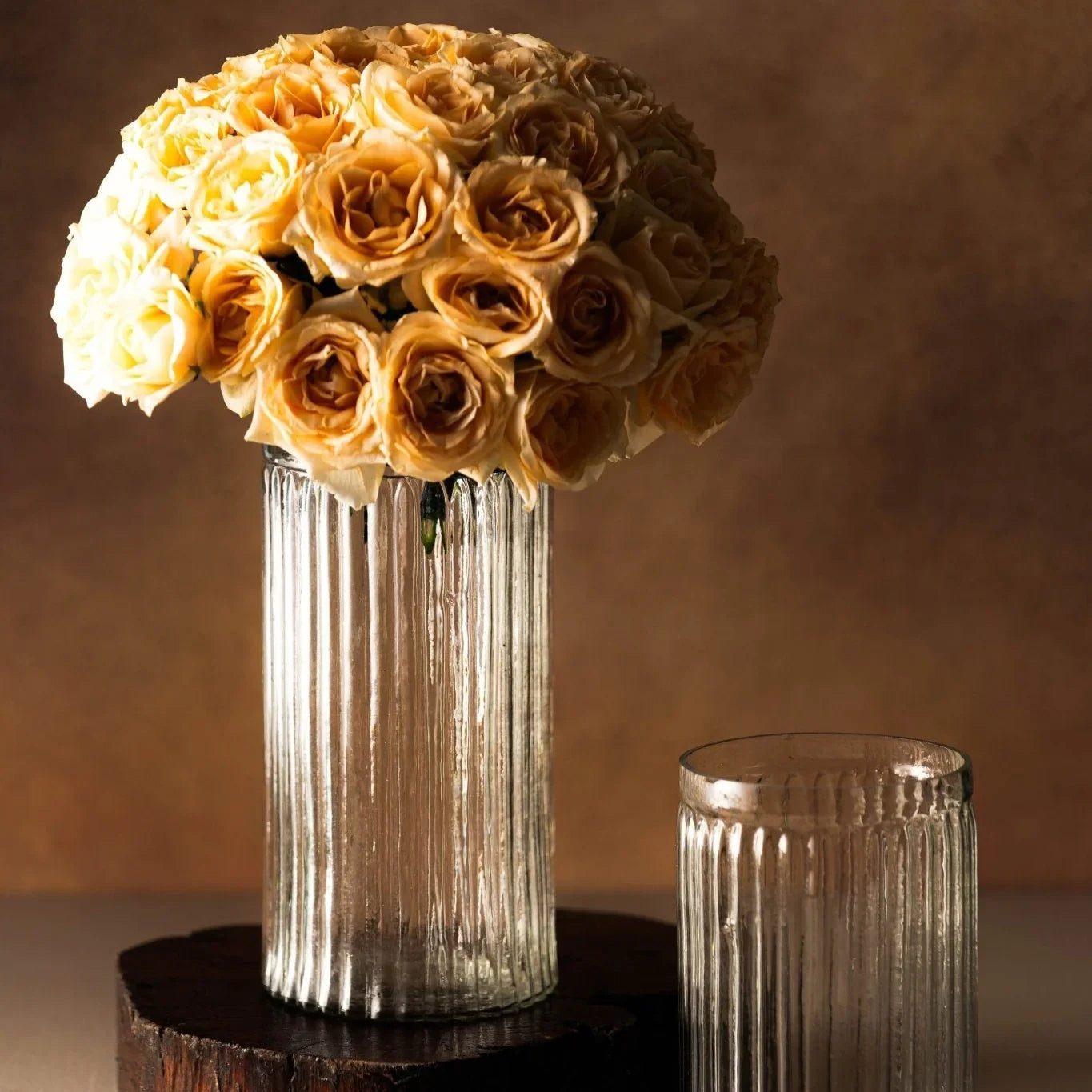 Glass Vase Set of 2 | Translucent Decorative Flower Vases for Living Room | Flower Pot