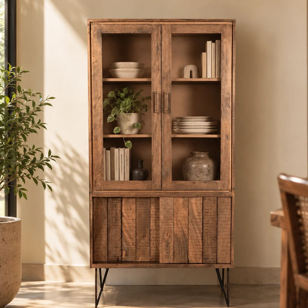 Urban Retreat Solid Mango Wood Tall Display Cabinet