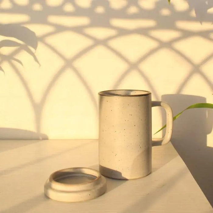 Grey Ceramic Mug with Lid