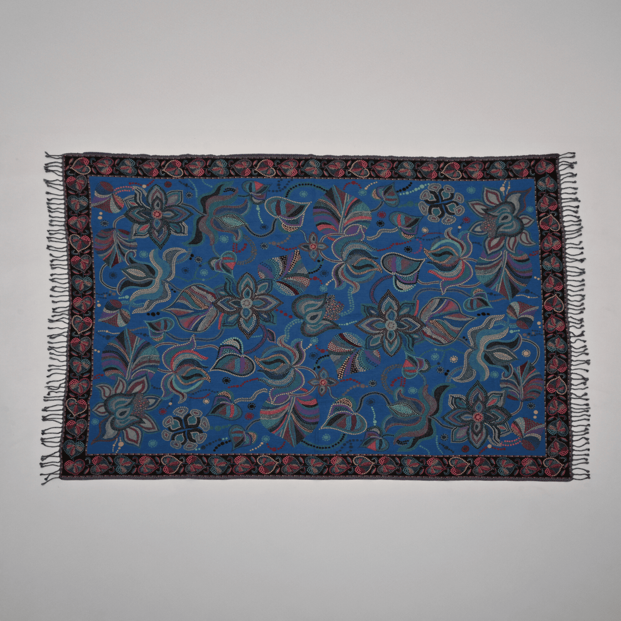 Bohemian Bloom Throw Blanket  Boho Cotton Wool Sofa Throw for Living Room & Bedroom Decor