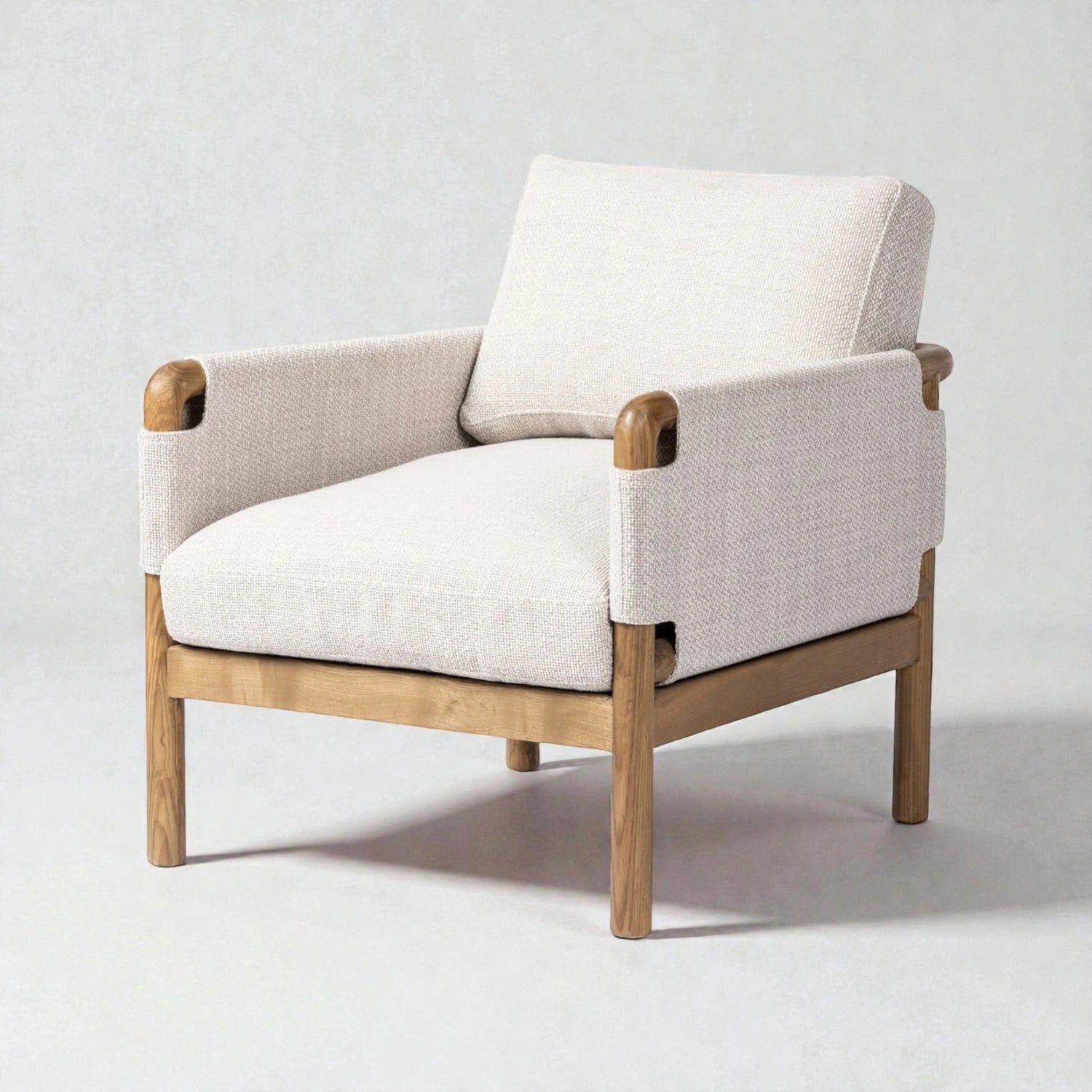 Cabello Solid Oak Wood & Fabric Upholstery