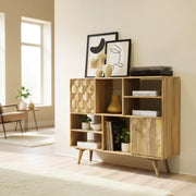Darwin Sheesham Wood Sideboard | Honey Walnut Finish Wooden Storage Cabinet for Dining & Living Rooms