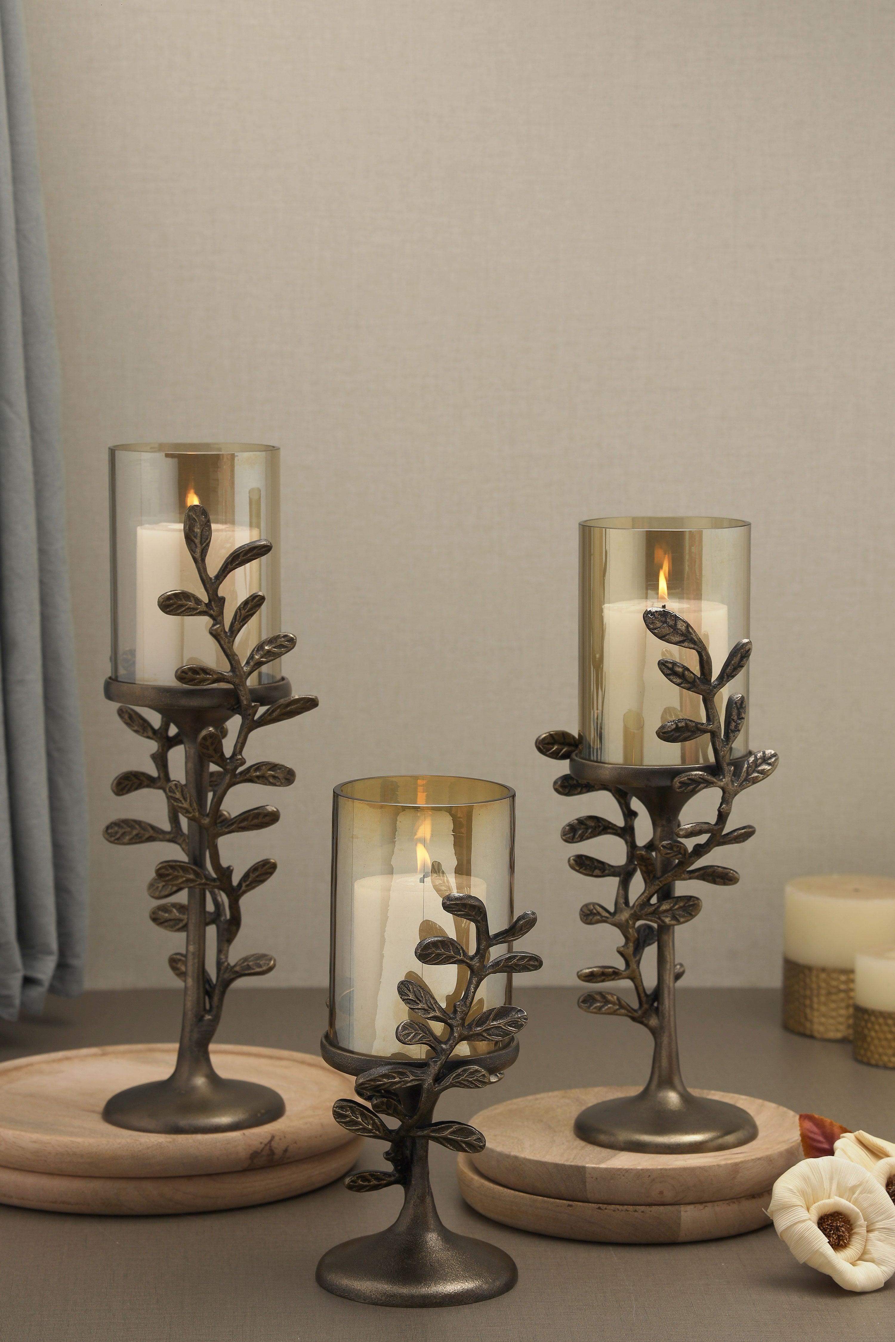 Leaf Pillar Candle Holder for Home Decor | Designer Tea Light Candle Stand - 1 Pc