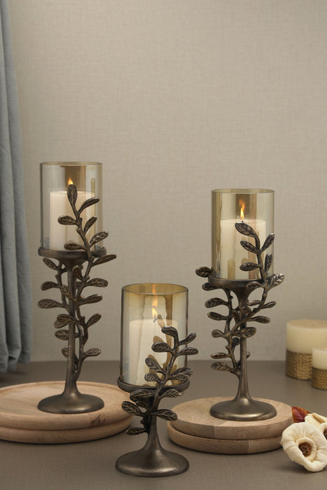 Essence of the Leaf Pillar Candle Holder