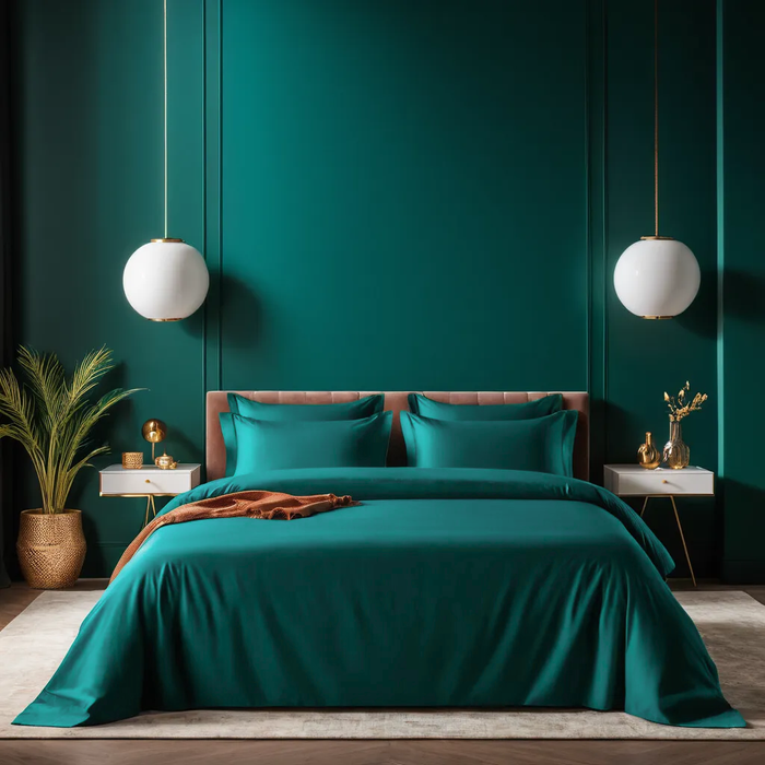 Teal Cotton Bedding Set with 2 Pillow Covers | King Size