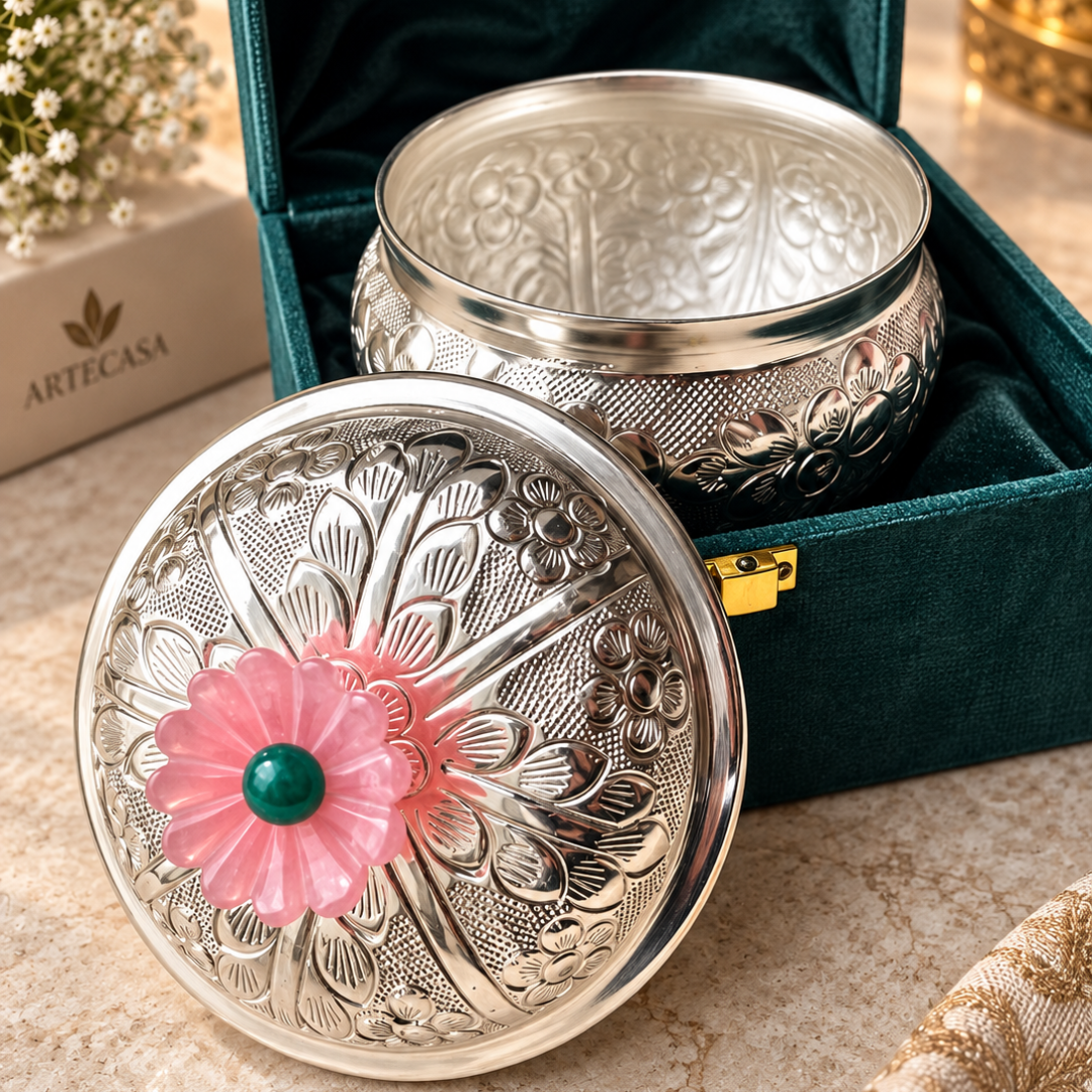 Silver-Plated Floral Trinket Box