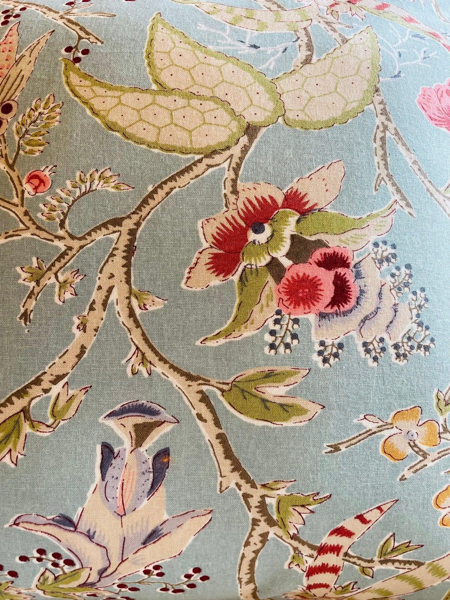 Light Blue Handblock Printed Cotton Cushion Covers - Set of 2