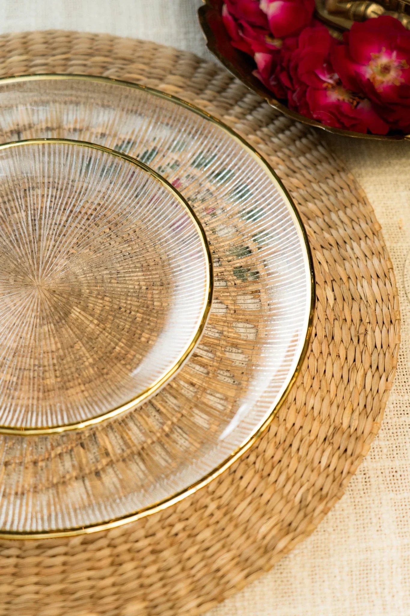 Genda Saaj Dinner Plate With Golden Rim