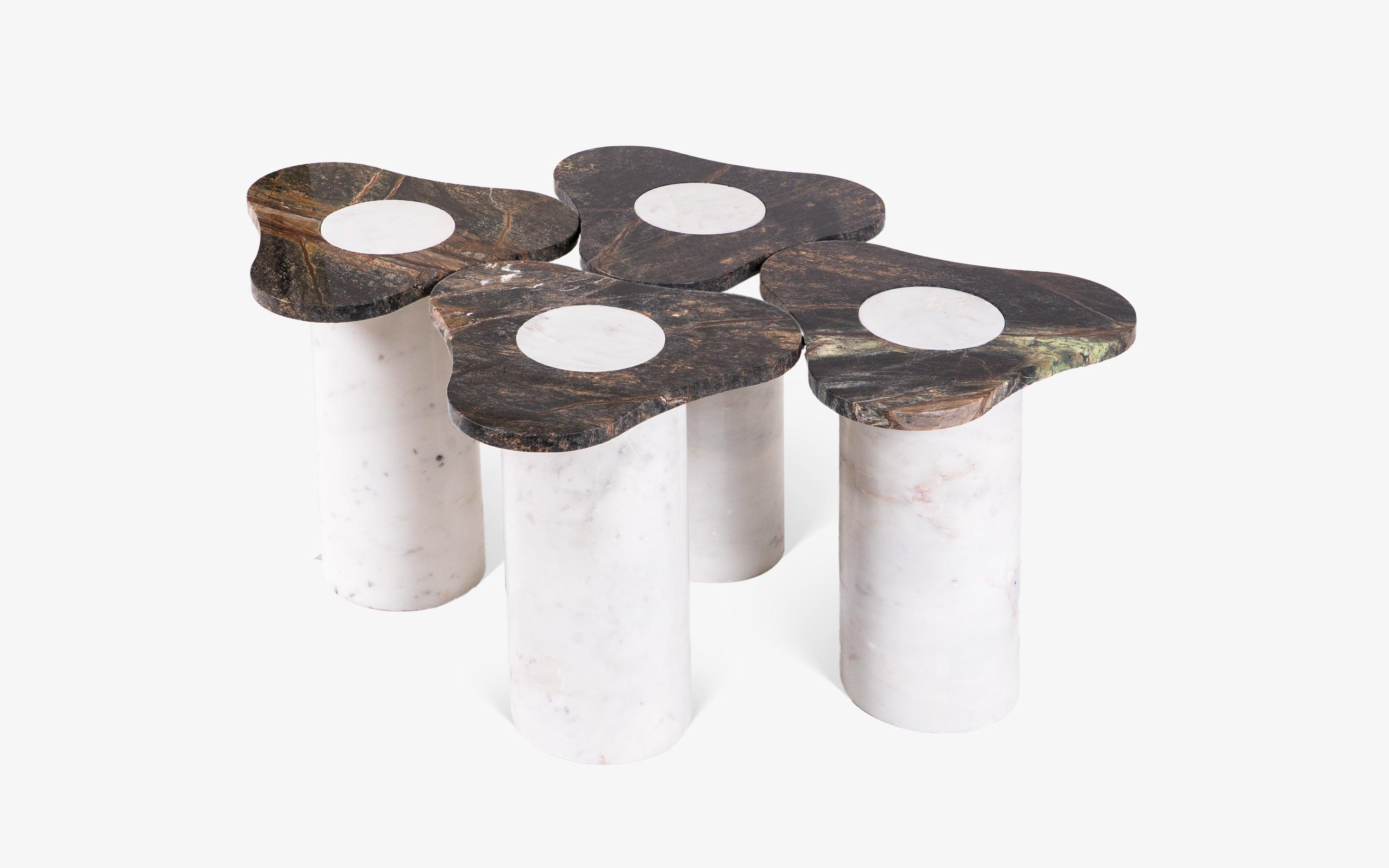 Poppy Nesting Side Table Set of 4 | Marble Accent Tables for Living Room | Nest of Tables