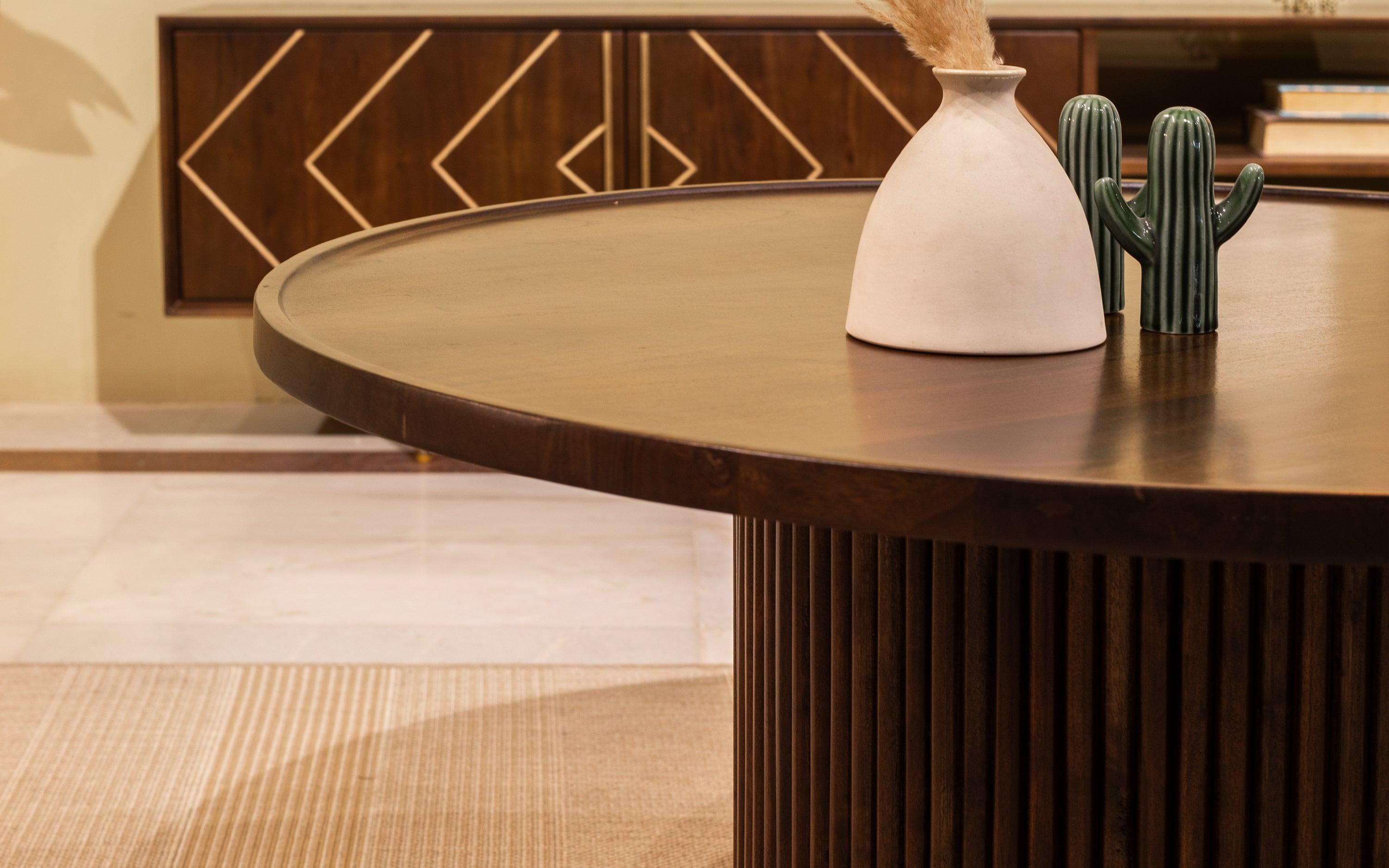 Kotaro Gold Designer Coffee Table | Wooden Center Table for Living Room | Acacia Wood Tea Table