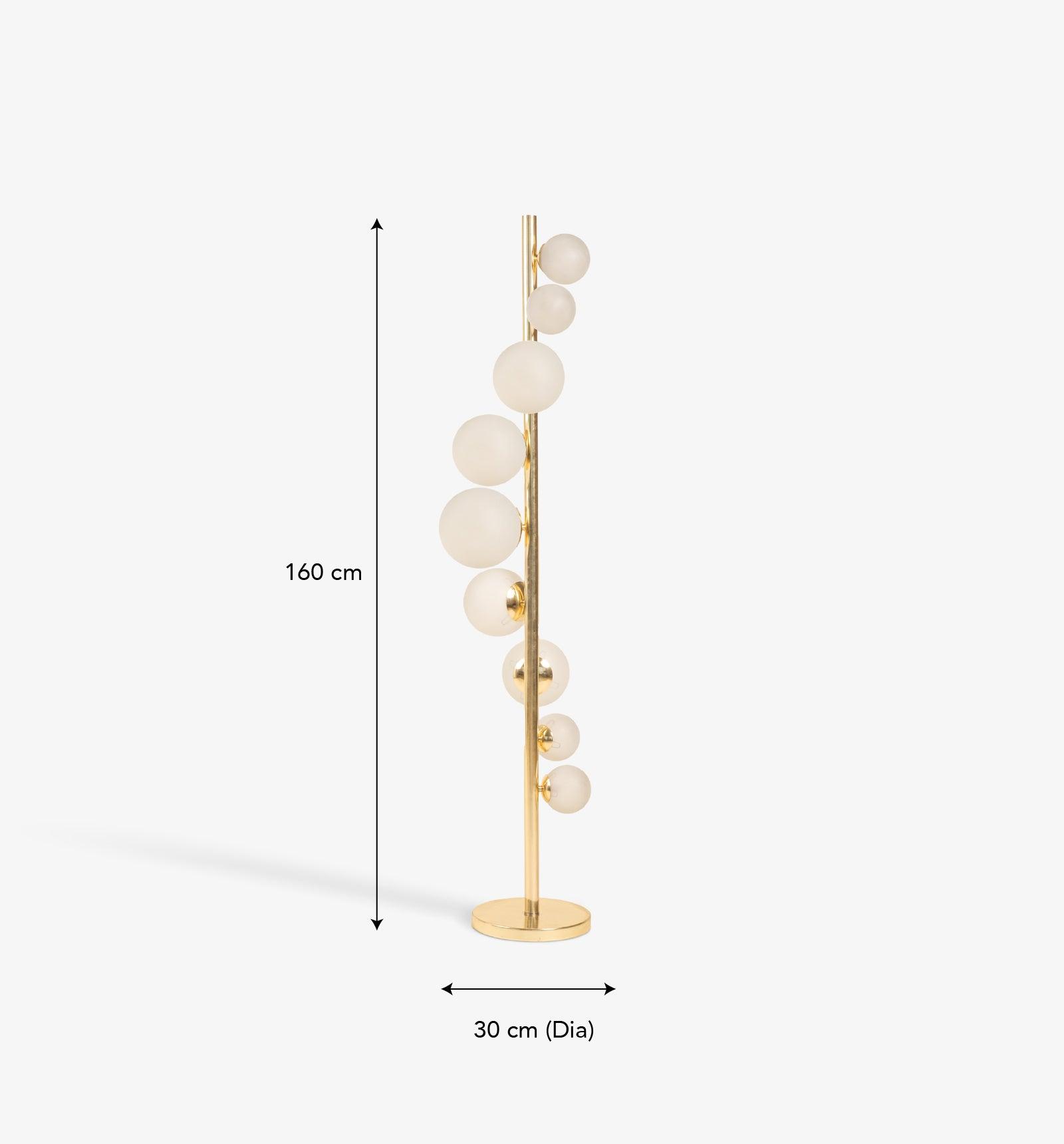 Kellan Designer Floor Lamp for Living Room | Metal and Frosted Glass Standing Lamp