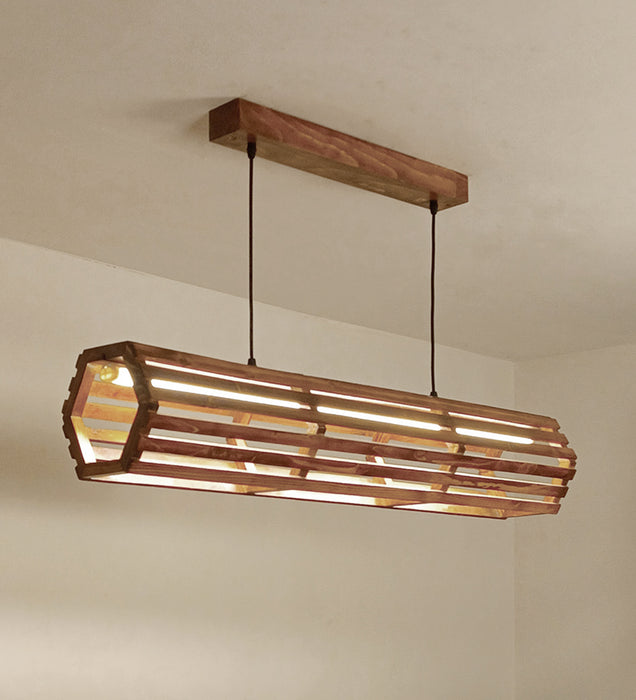 Flora 36 Baton Brown Wooden LED Hanging Lamp