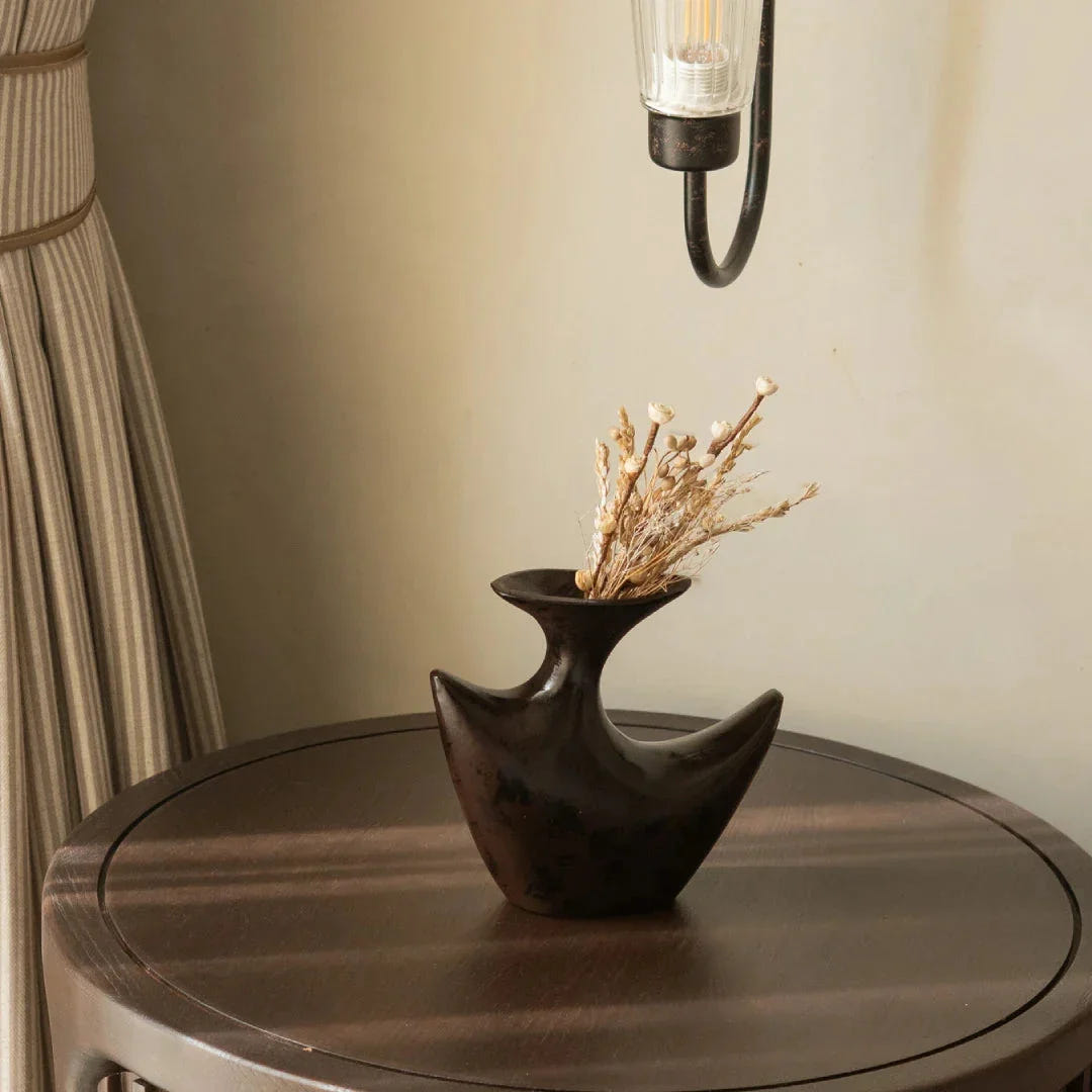 Flight of Prosperity Flower Vase | Dark Brown Aluminium Decorative Vase & Showpiece