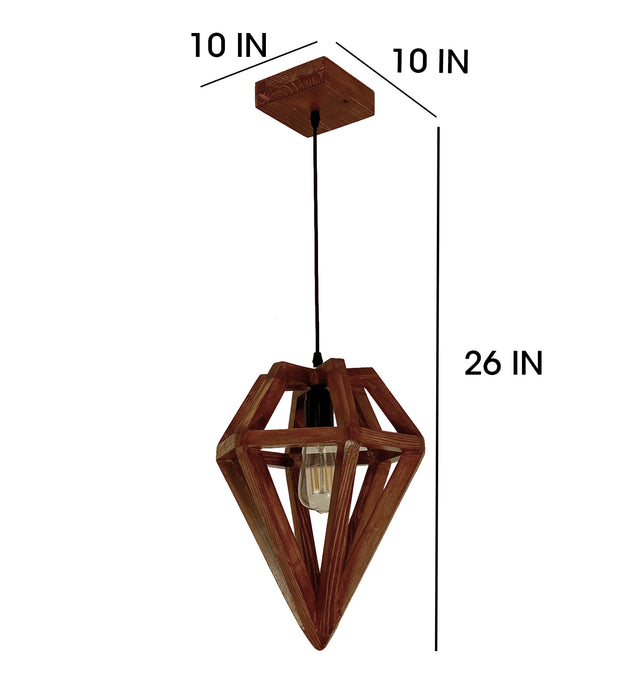 Gem Brown Wooden Single Hanging Lamp