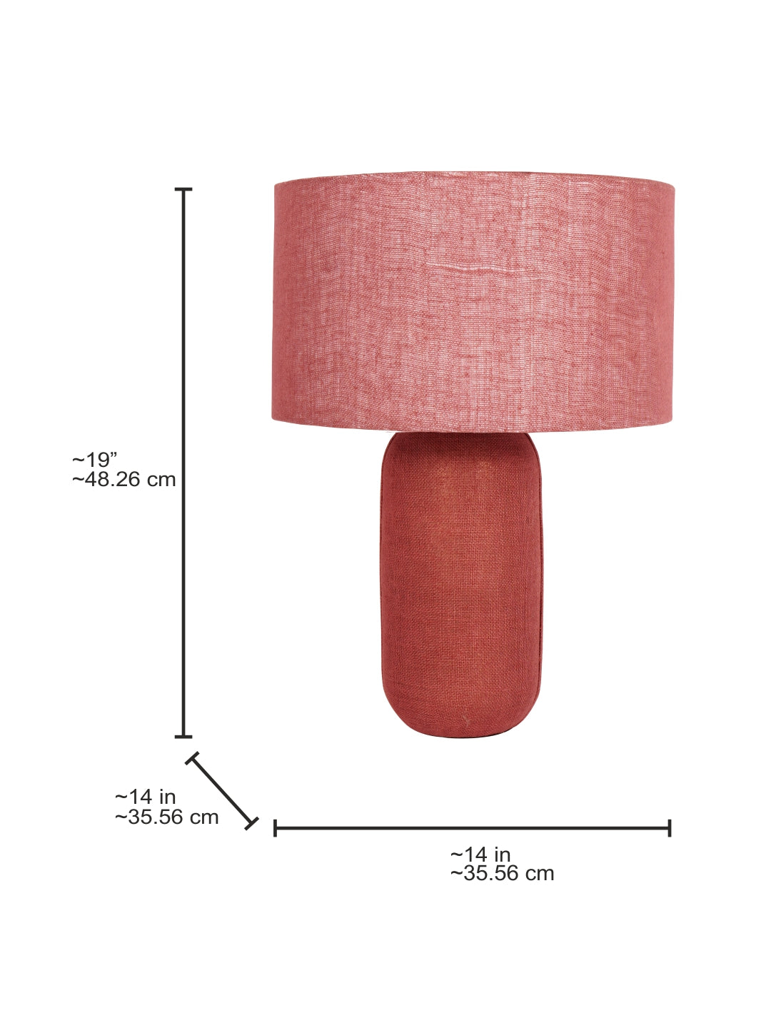 Rustic Red Oxide Jute & Fabric Capsule Table Lamp