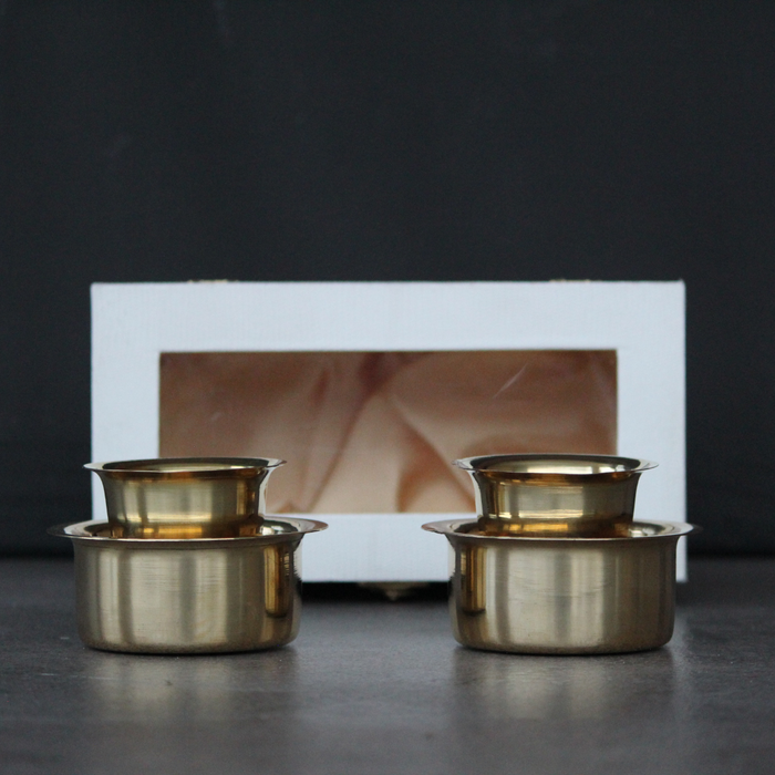 Brass Coffee Davara Tumbler in Gift Box & Tumbler Jar with Lid