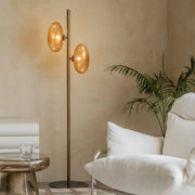 Astra Designer Floor Lamp with Amber Glass | Standing Lamp for Living Room