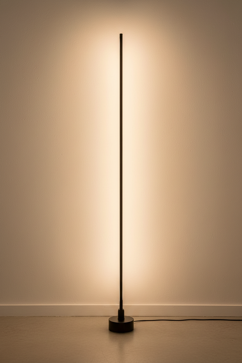 Modern Black LED Corner Floor Lamp with 60-Inch Sleek Pipe