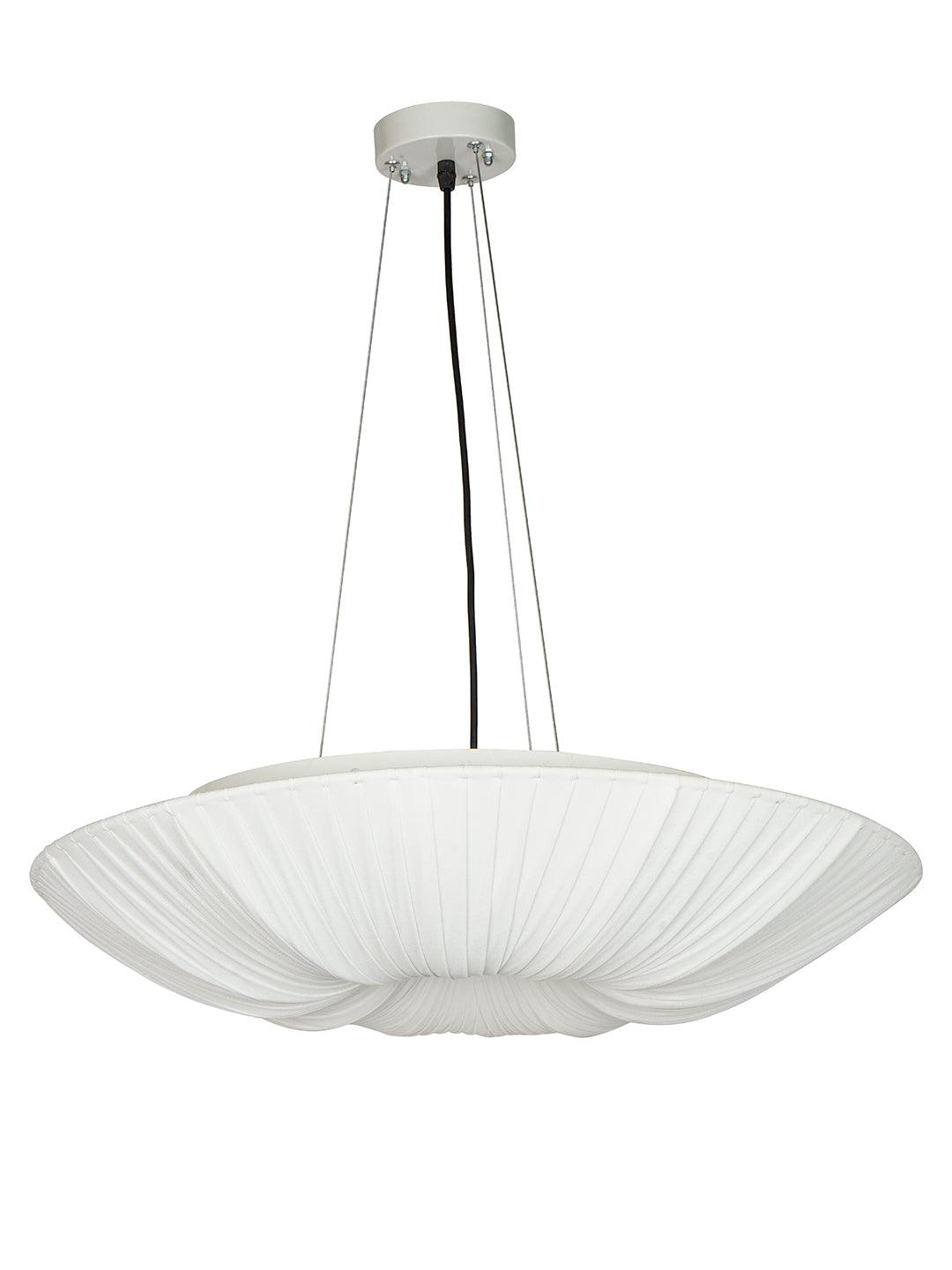 Pleated Fabric Saucer Pendant Light | Modern White Fabric Hanging Lamp Light for Living Room