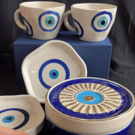 Evil Eye Cups & Saucer with Gift Box | Gift Hamper for Women