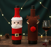 Santa And Reindeer Wine Bottle Cover Set | Santa & Reindeer Wine Bottle Wrapping Pouch