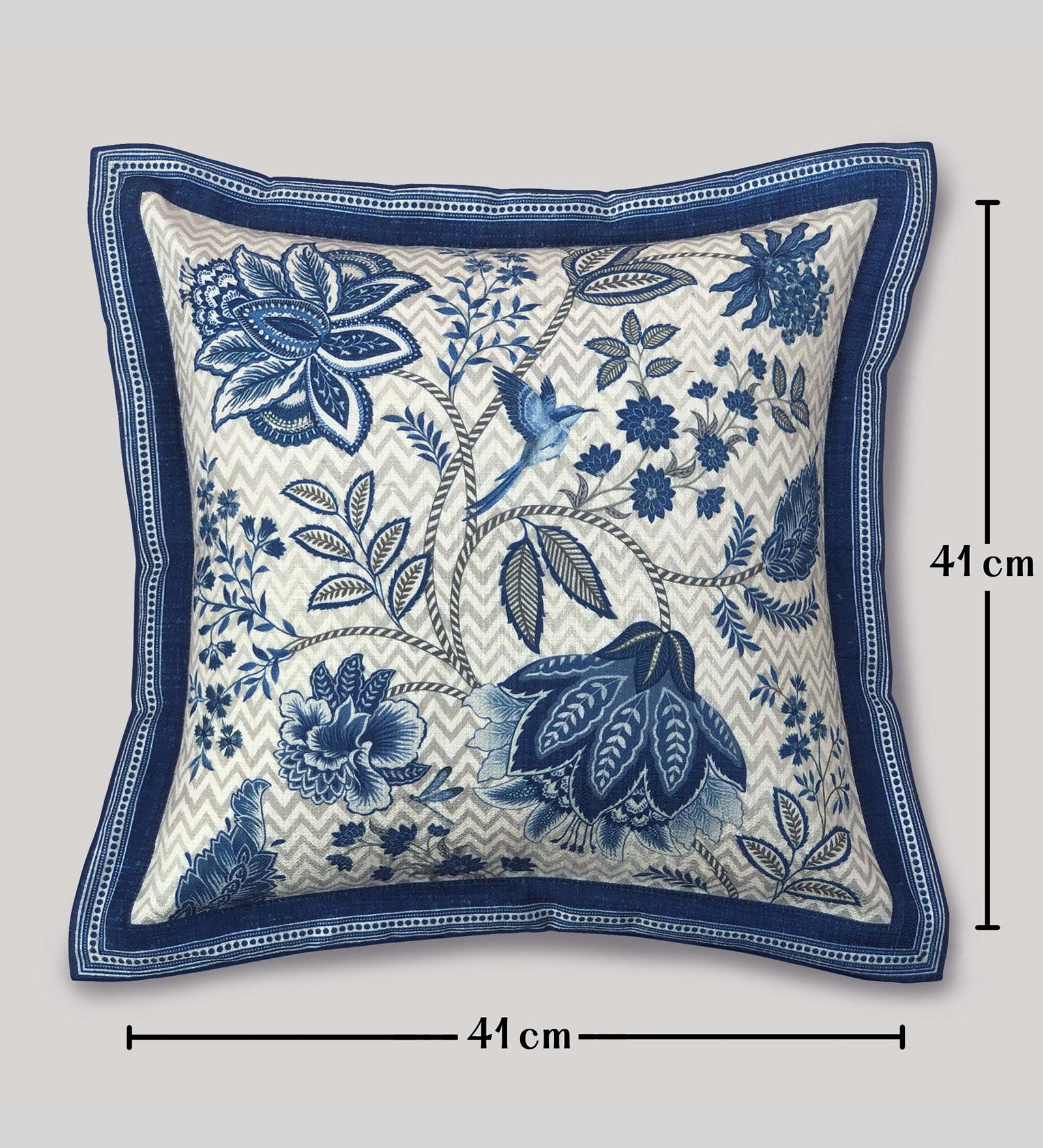Jacobean Garden Cushion Cover - Blue , 16x16
