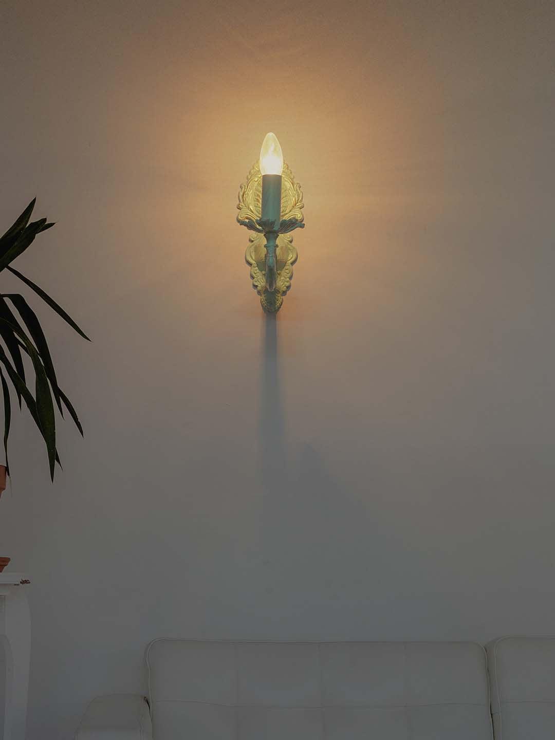 Distressed Green Cast Aluminium 1 Light Candelabra Wall Sconce