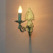 Distressed Green Cast Aluminium 1 Light Candelabra Wall Sconce