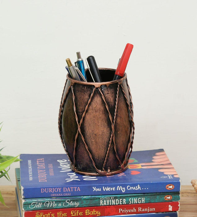 Dholak Pen Stand for Table Decor | Stylish & Unique Desk Organizer